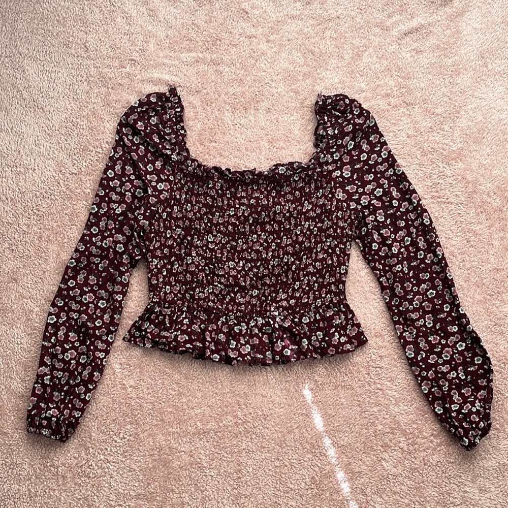 Long Sleeve Mauve Floral Blouse